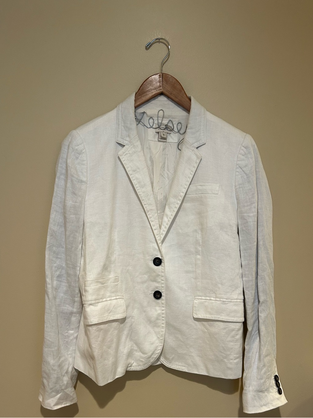 J Crew Women’s White 100% Linen Lined Blazer Size 8